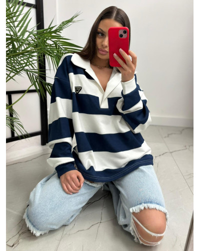 Bluza z kołnierzykiem La Milla granat z białym