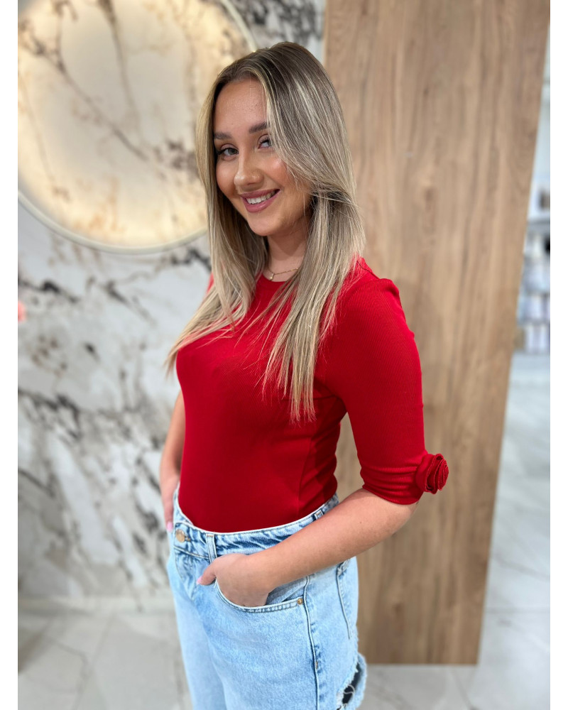 Basic z różami na rękawach By o la la...! red kiss