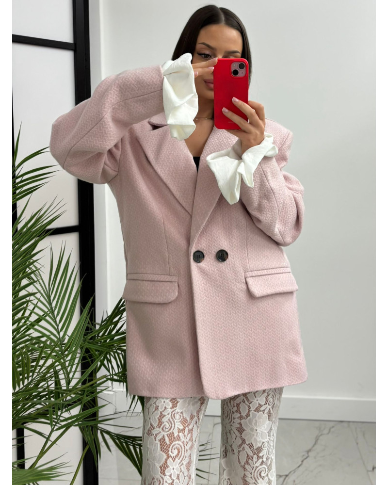 Marynarka z koronkowym mankietem La Milla różowa