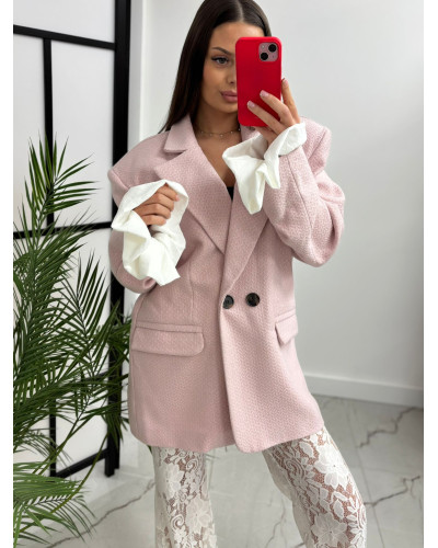 Marynarka z koronkowym mankietem La Milla różowa