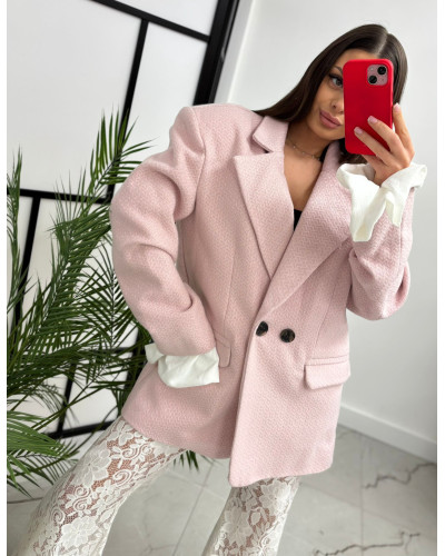 Marynarka z koronkowym mankietem La Milla różowa