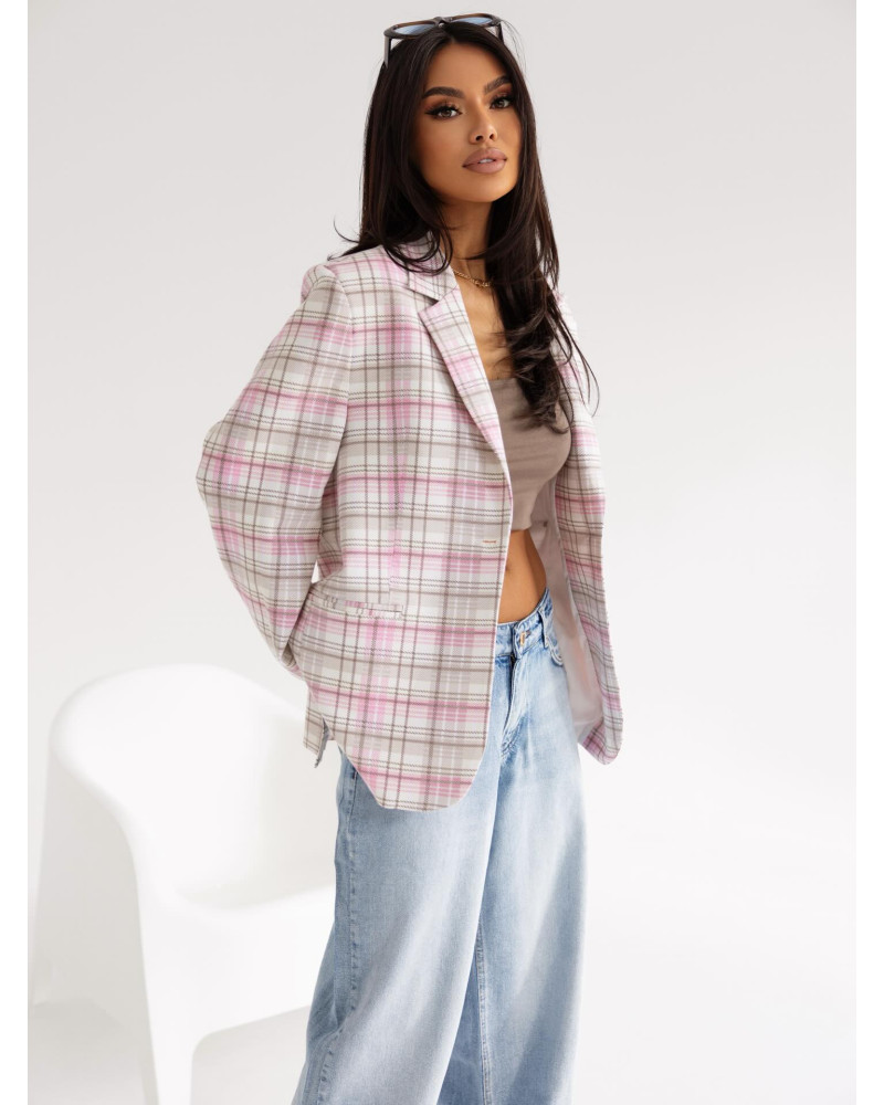 Marynarka w kratę By o la la...! sugar pink