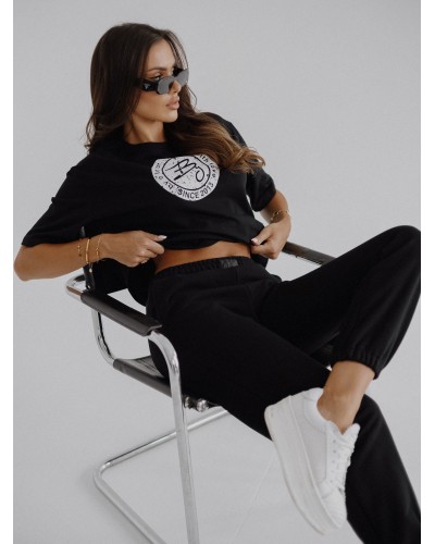 T-Shirt pudełko z okrągłym logo by o la la...! czarny z białym