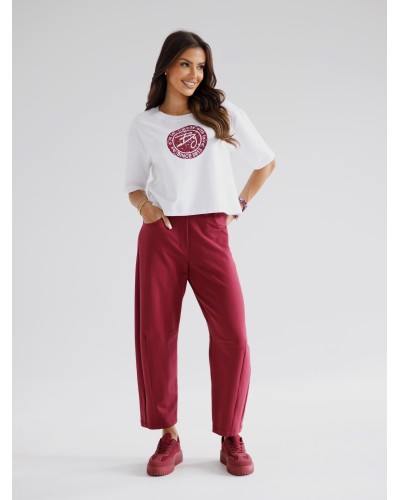T-Shirt pudełko z okrągłym logo by o la la...! biały z merlotem
