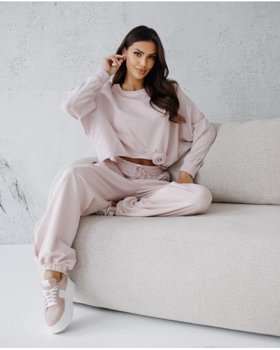 Bluza asymetryczna z różą By o la la...! beżowa