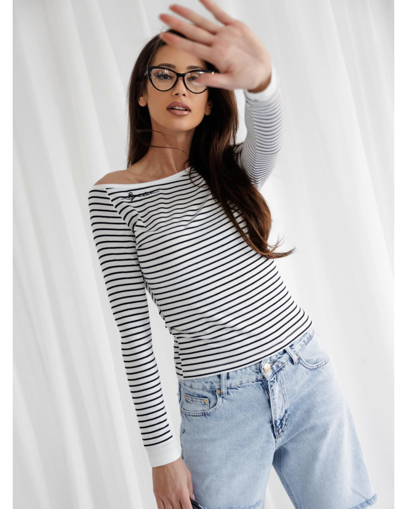 Bluzka w paski By o la la...! czarna