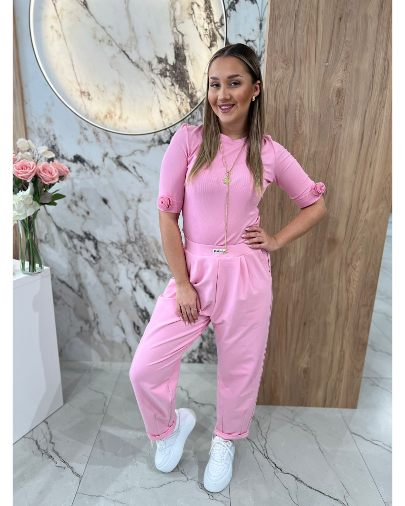 Basic z różami na rękawach By o la la...! sugar pink