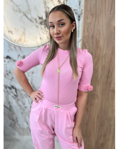 Basic z różami na rękawach By o la la...! sugar pink