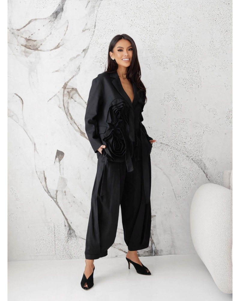 Spodnie materiałowe balony z zakładkami By o la la...! czarne