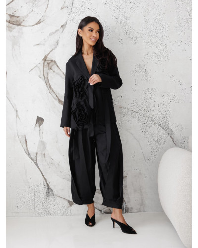 Spodnie materiałowe balony z zakładkami By o la la...! czarne