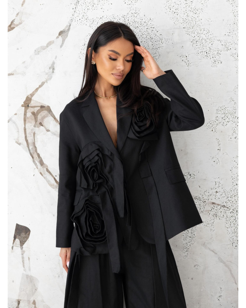 Marynarka z różami By o la la...! czarna