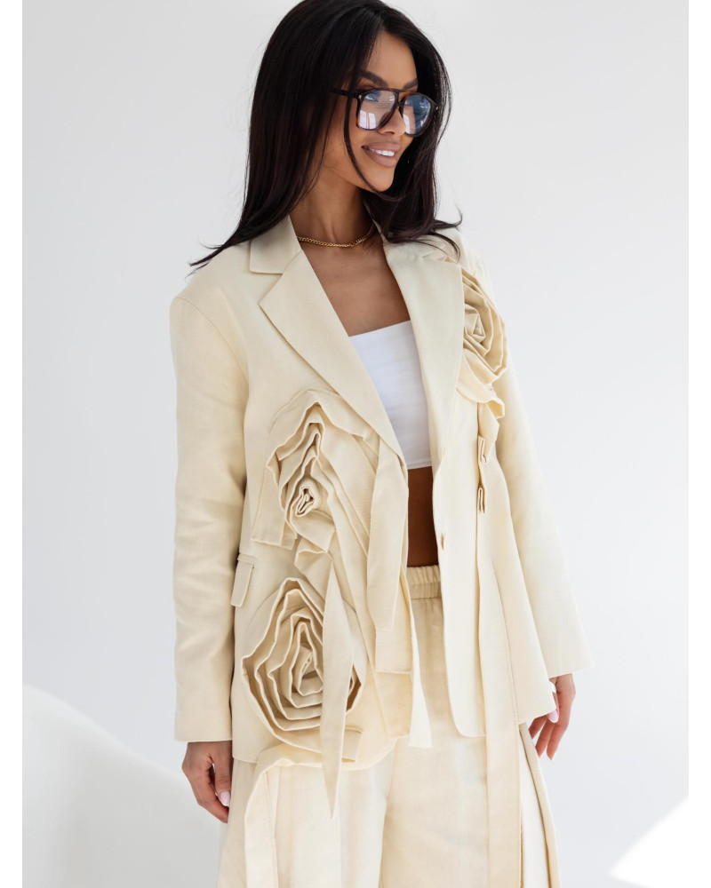 Marynarka z różami By o la la...! beżowa