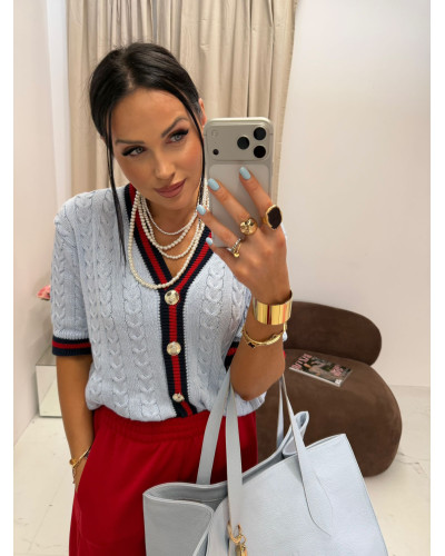 Sweter z guzikami La Milla niebieski