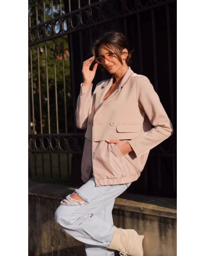 Marynarka z ortalionowym dołem By o la la...! beżowa