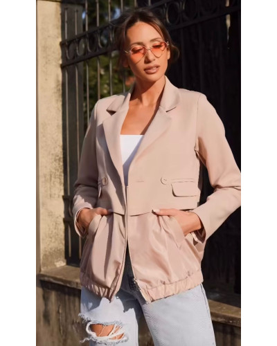 Marynarka z ortalionowym dołem By o la la...! beżowa