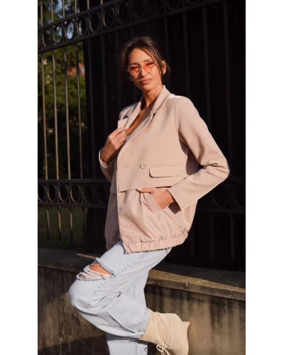 Marynarka z ortalionowym dołem By o la la...! beżowa