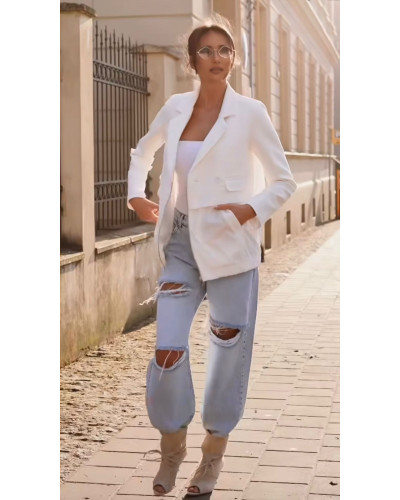 Marynarka z ortalionowym dołem By o la la...! śmietankowa