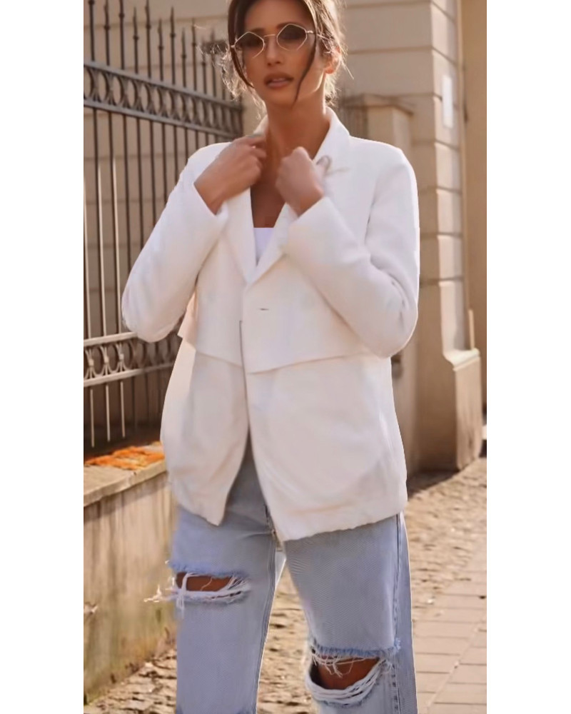 Marynarka z ortalionowym dołem By o la la...! śmietankowa