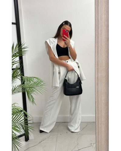 Spodnie materiałowe z szeroką nogawką La Milla białe