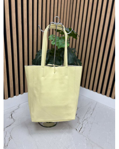 Torebka skórzana Shopper żółta
