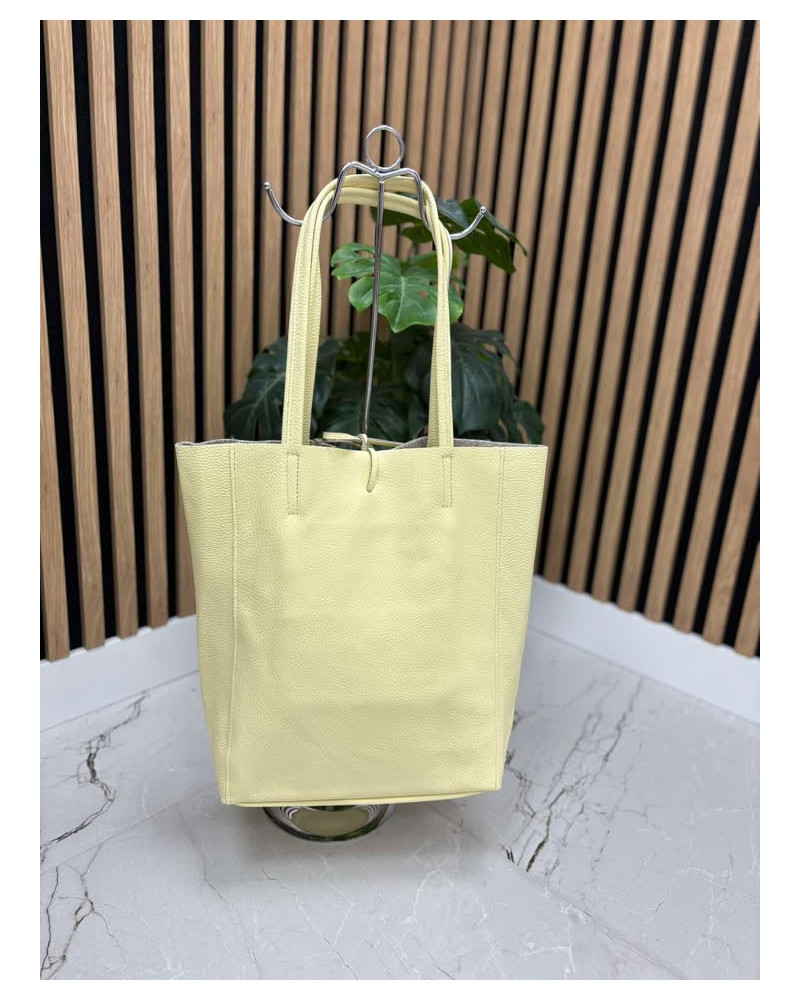 Torebka skórzana Shopper żółta