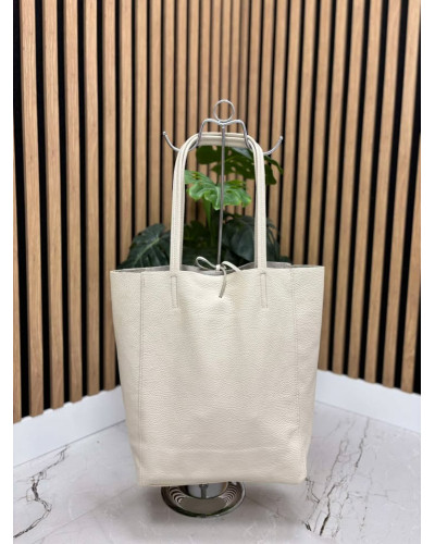 Torebka skórzana Shopper beżowa