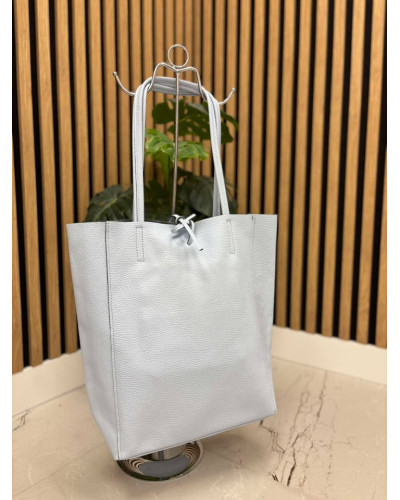 Torebka skórzana Shopper błękitna