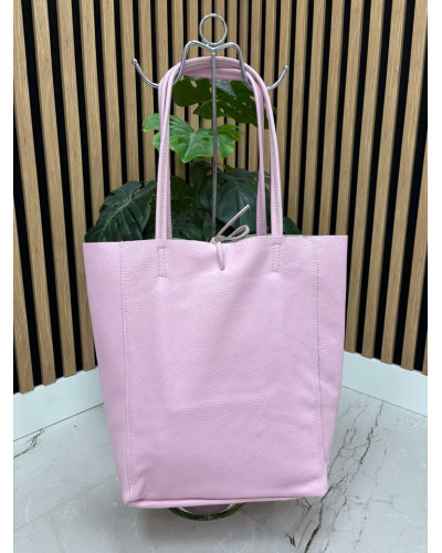 Torebka skórzana Shopper różowa