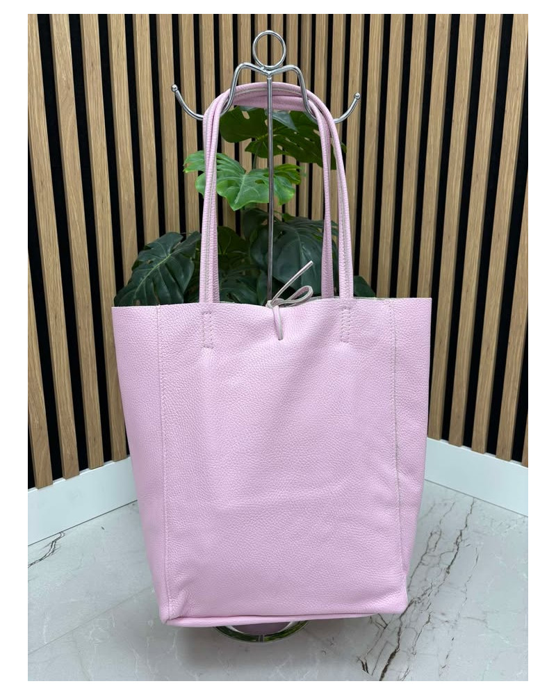 Torebka skórzana Shopper różowa
