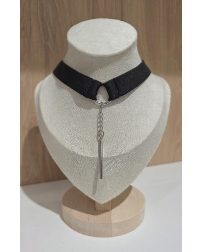Choker na gumce By o la la...! czarny ze srebrem