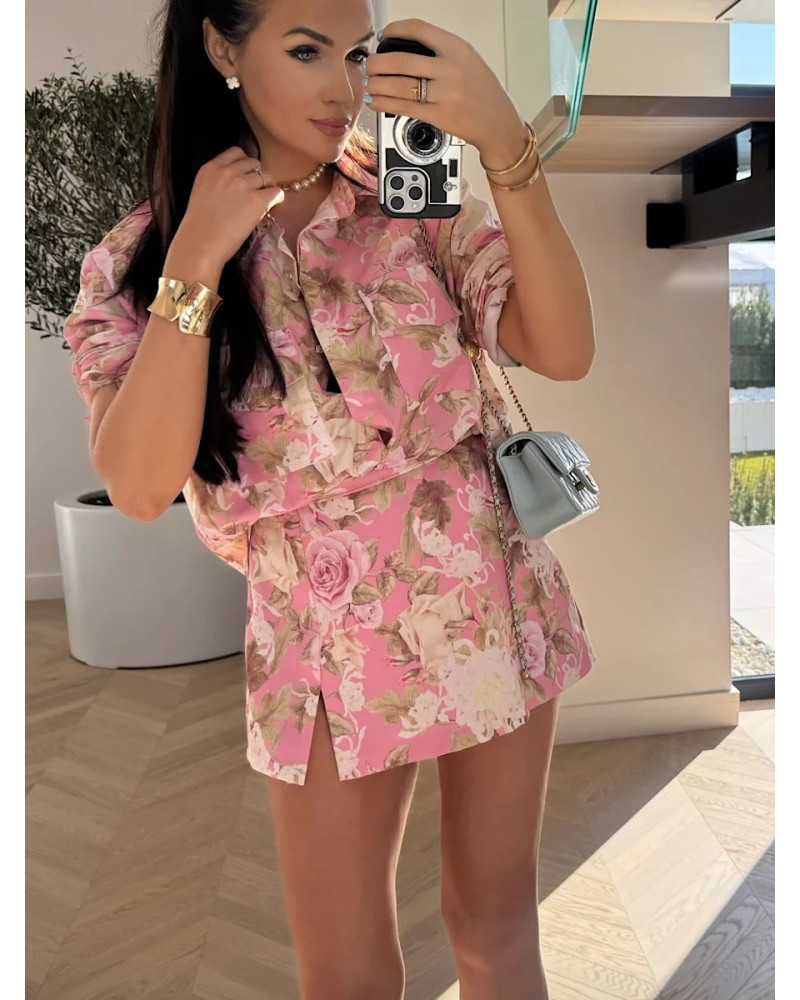 Koszula w kwiaty La Milla jasny róż