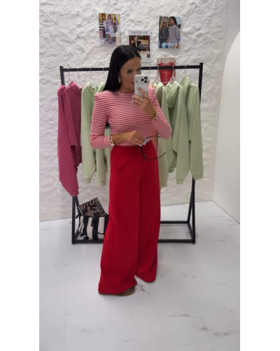 Top w paski La Milla biało czerwony