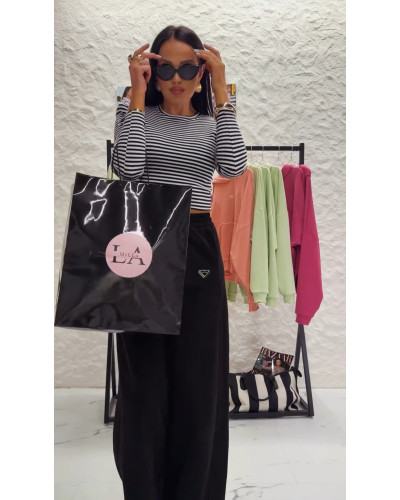 Top w paski La Milla biało czarny