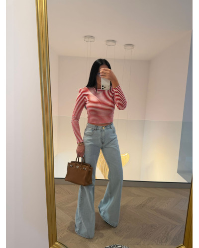 Top w paski La Milla biało czerwony