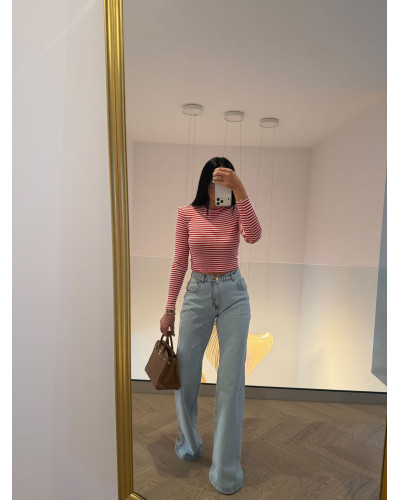 Top w paski La Milla biało czerwony