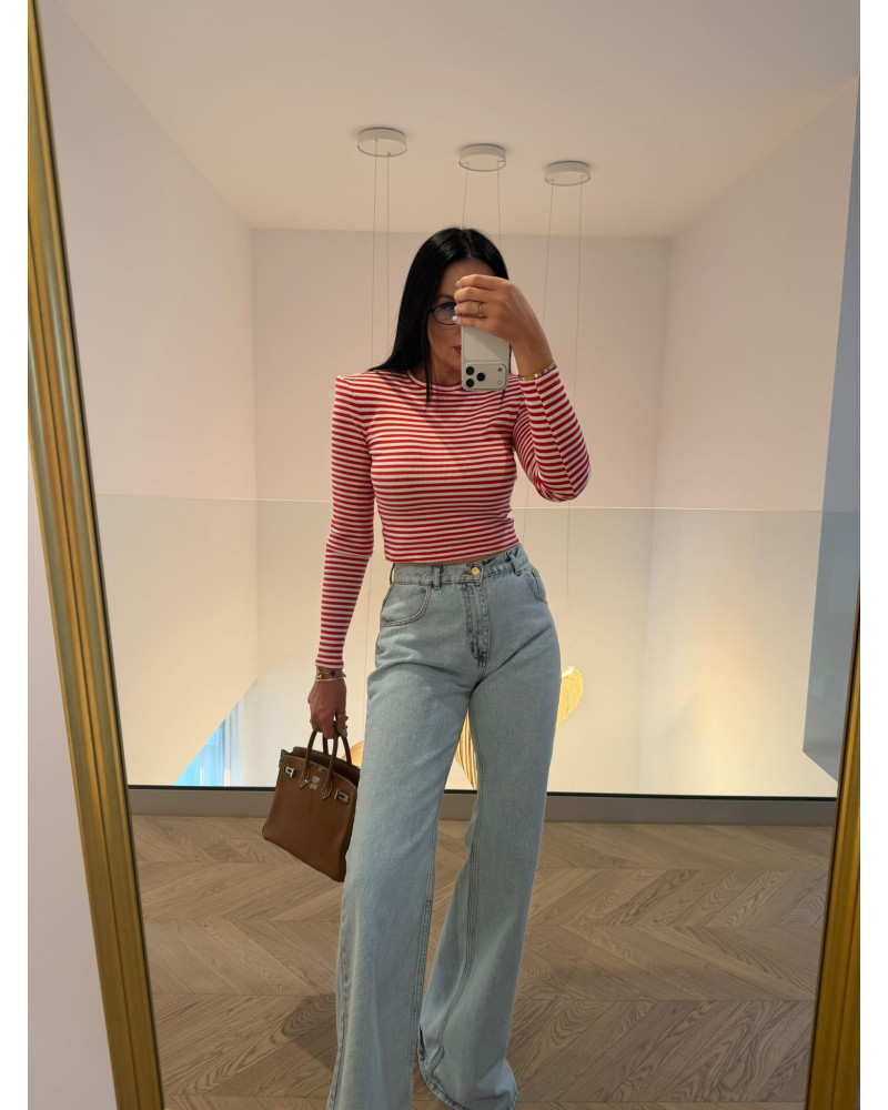 Top w paski La Milla biało czerwony