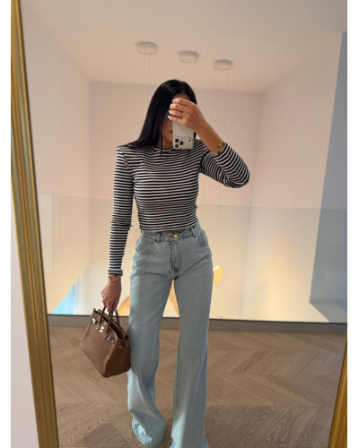 Top w paski La Milla biało czarny