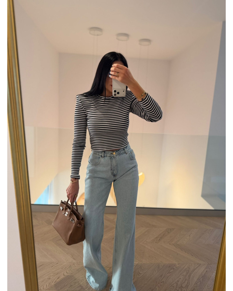 Top w paski La Milla biało czarny