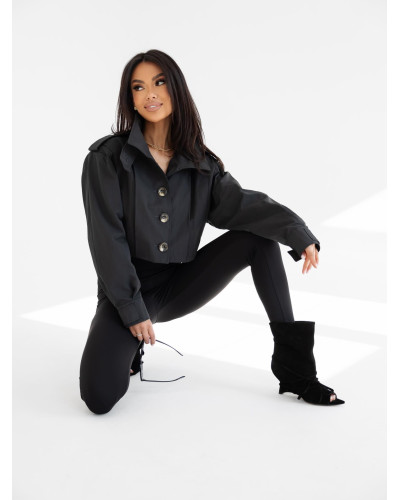 Krótki trencz By o la la...! czarny