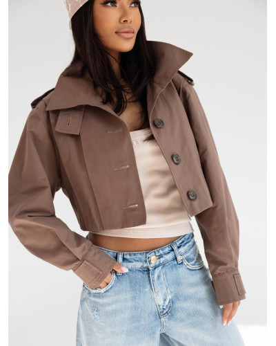 Krótki trencz By o la la...! czekoladowy