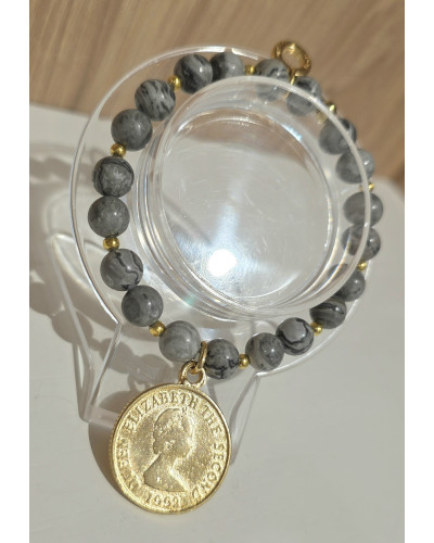 Bransoletka By o la la...! Jaspis picasso ze złotem