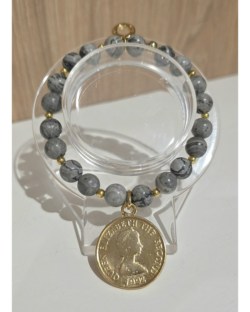 Bransoletka By o la la...! Jaspis picasso ze złotem