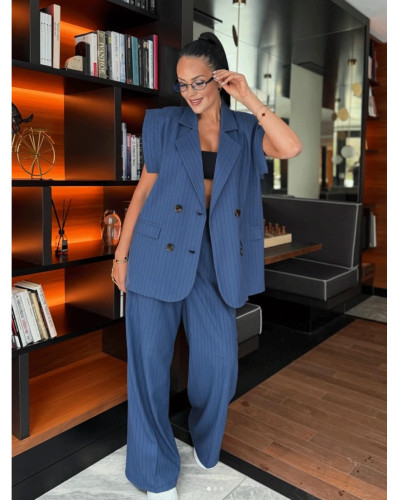 Kamizelka materiałowa w paski La Milla niebieska