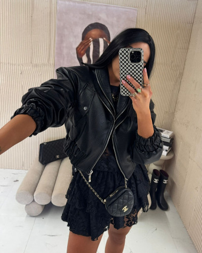 T-shirt koronkowy La Milla czarny