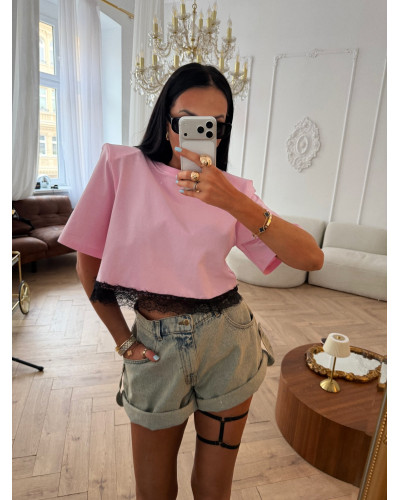 Top z koronką La Milla różowy