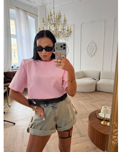 Top z koronką La Milla różowy