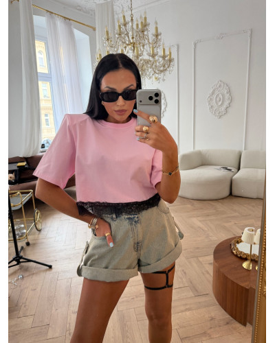 Top z koronką La Milla różowy