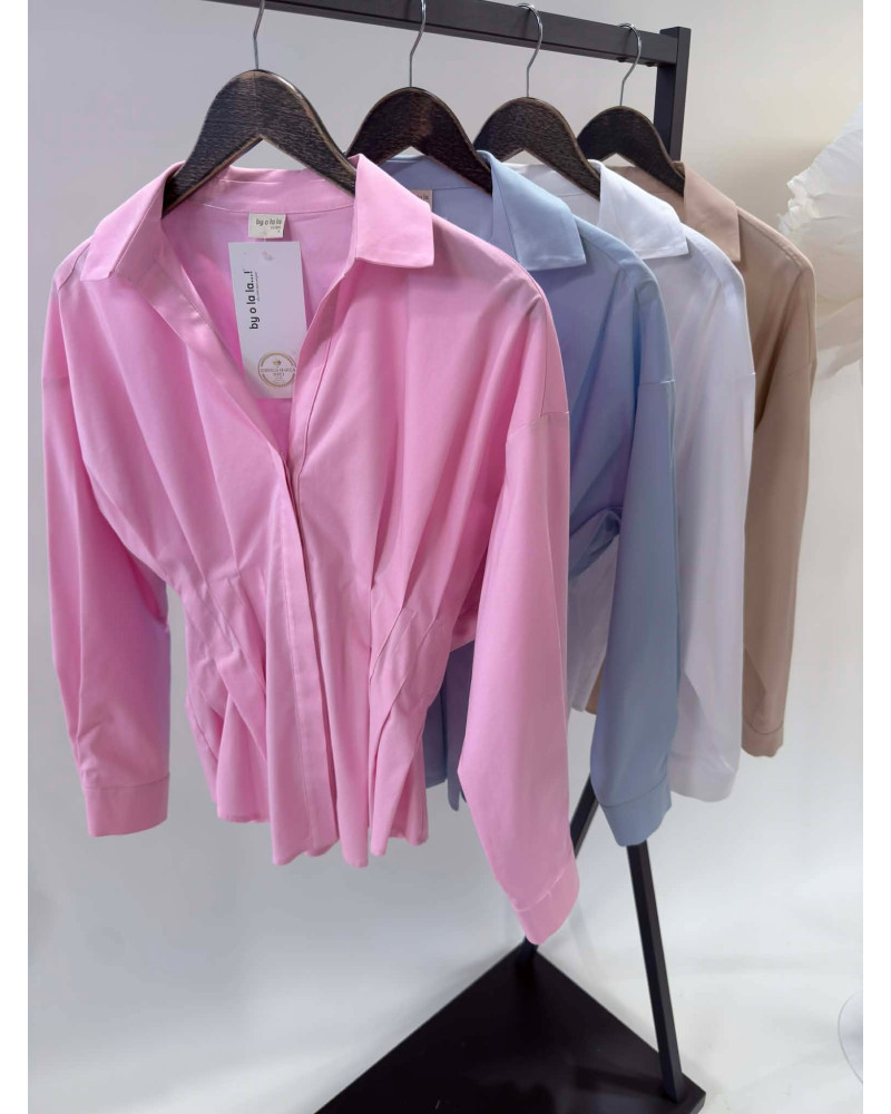 Koszula taliowana z zakładkami By o la la...! beżowa