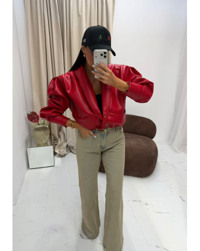 Kurtka skórzana Tessa La Milla czerwona