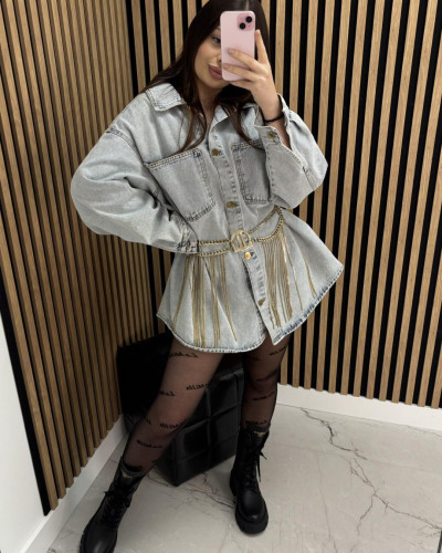 Pasek logowany z ozdobnymi łańcuszkami By o la la...! złoty